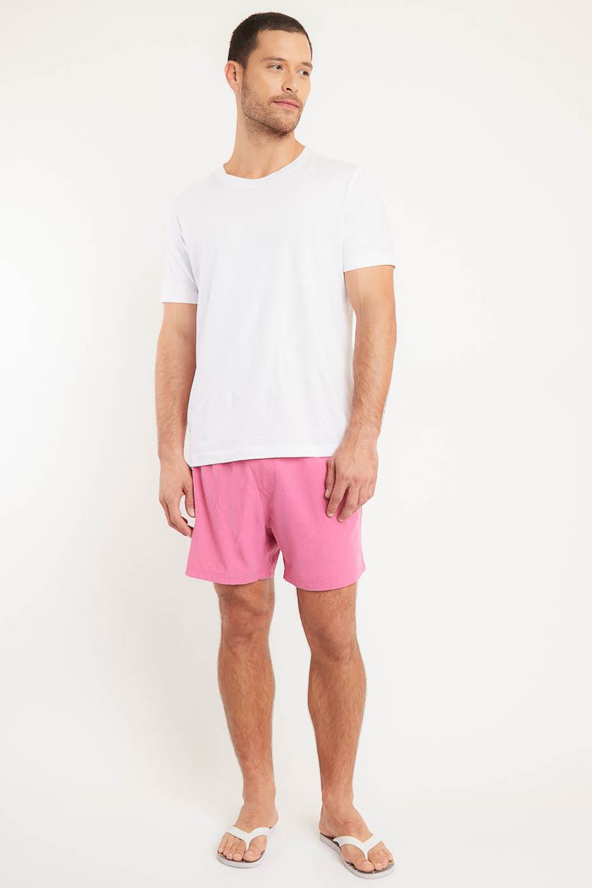 Shorts de Elástico Mescla Color Rosa