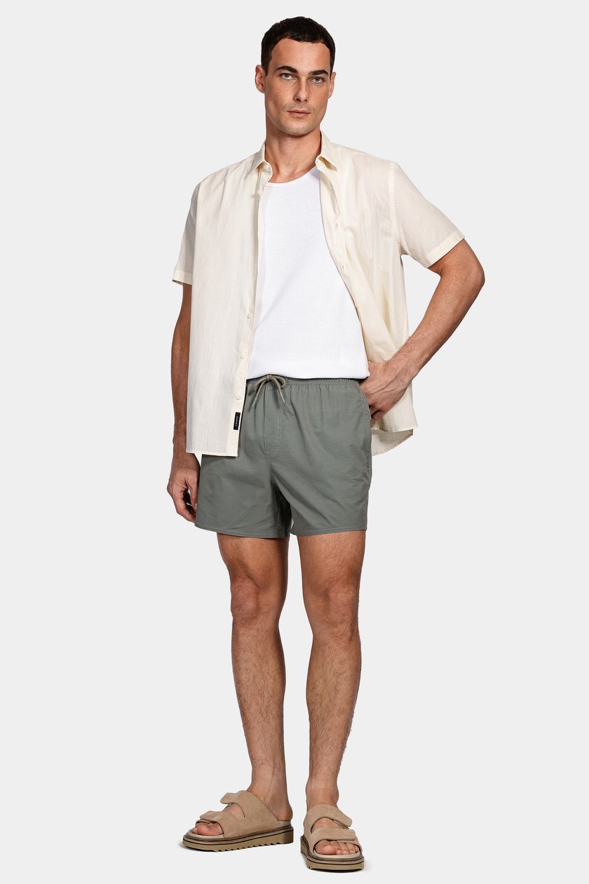 Shorts de Elástico Liso Maquinetado Verde Folha Seca