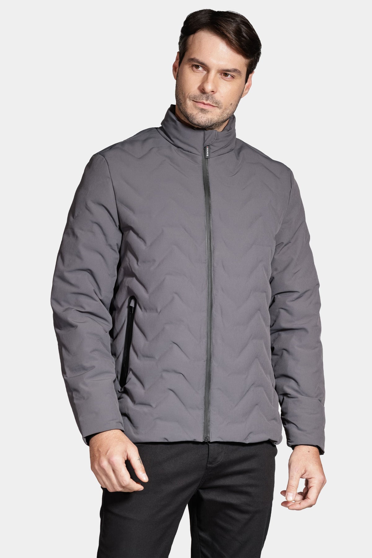 Jaqueta Puffer Fusionada Liquid Repeller Cinza Asfalto