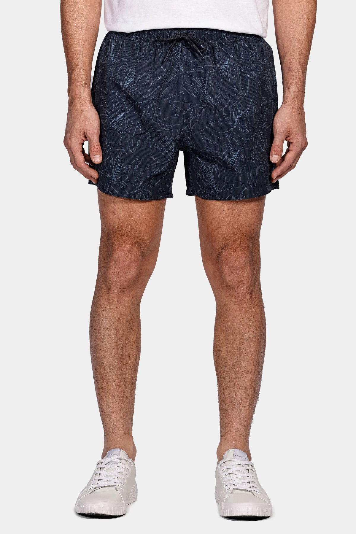 Shorts de Elástico Maquinetado Flower Line Marinho