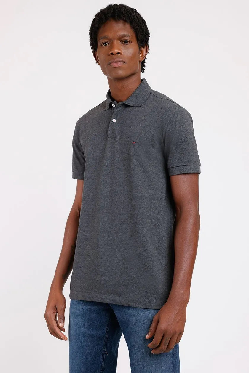 Polo Básica Piquet Regular Grafite Mescla