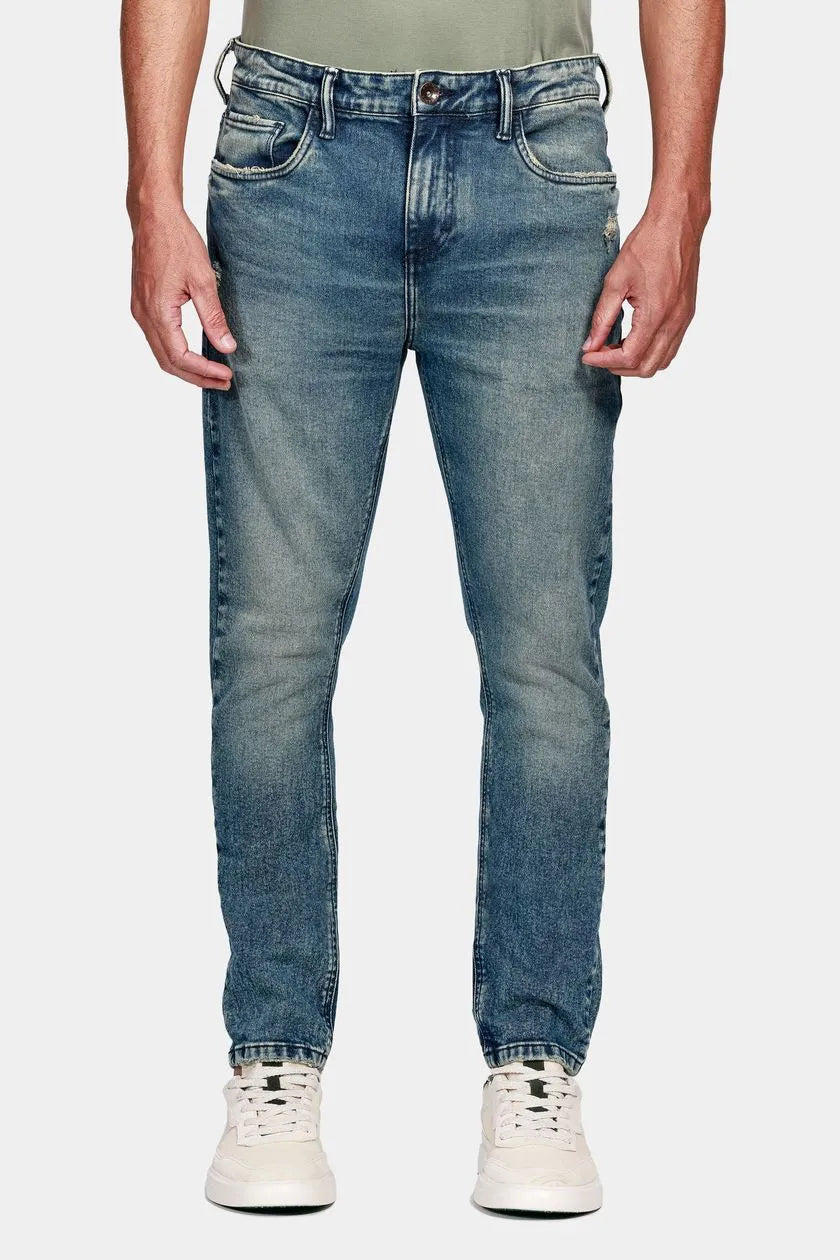 Calça Jeans Regular Eco Média Vintage Azul Médio