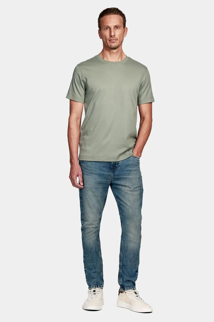 Calça Jeans Regular Eco Média Vintage Azul Médio