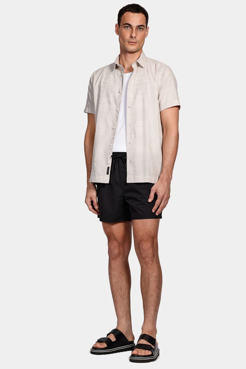 Shorts de Elástico Liso Maquinetado Preto