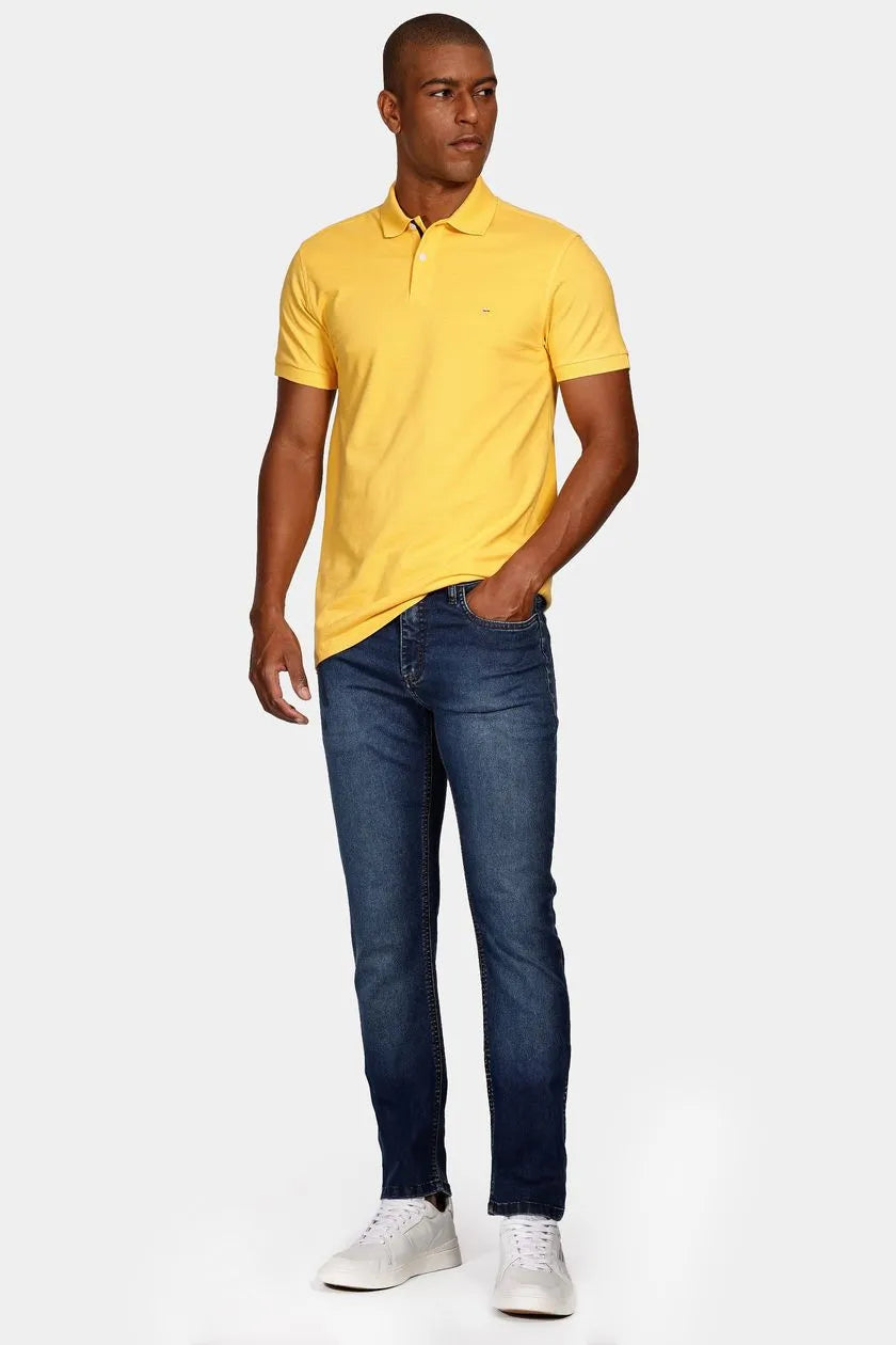 Calça Jeans Slim Super Power Dirty Azul Médio