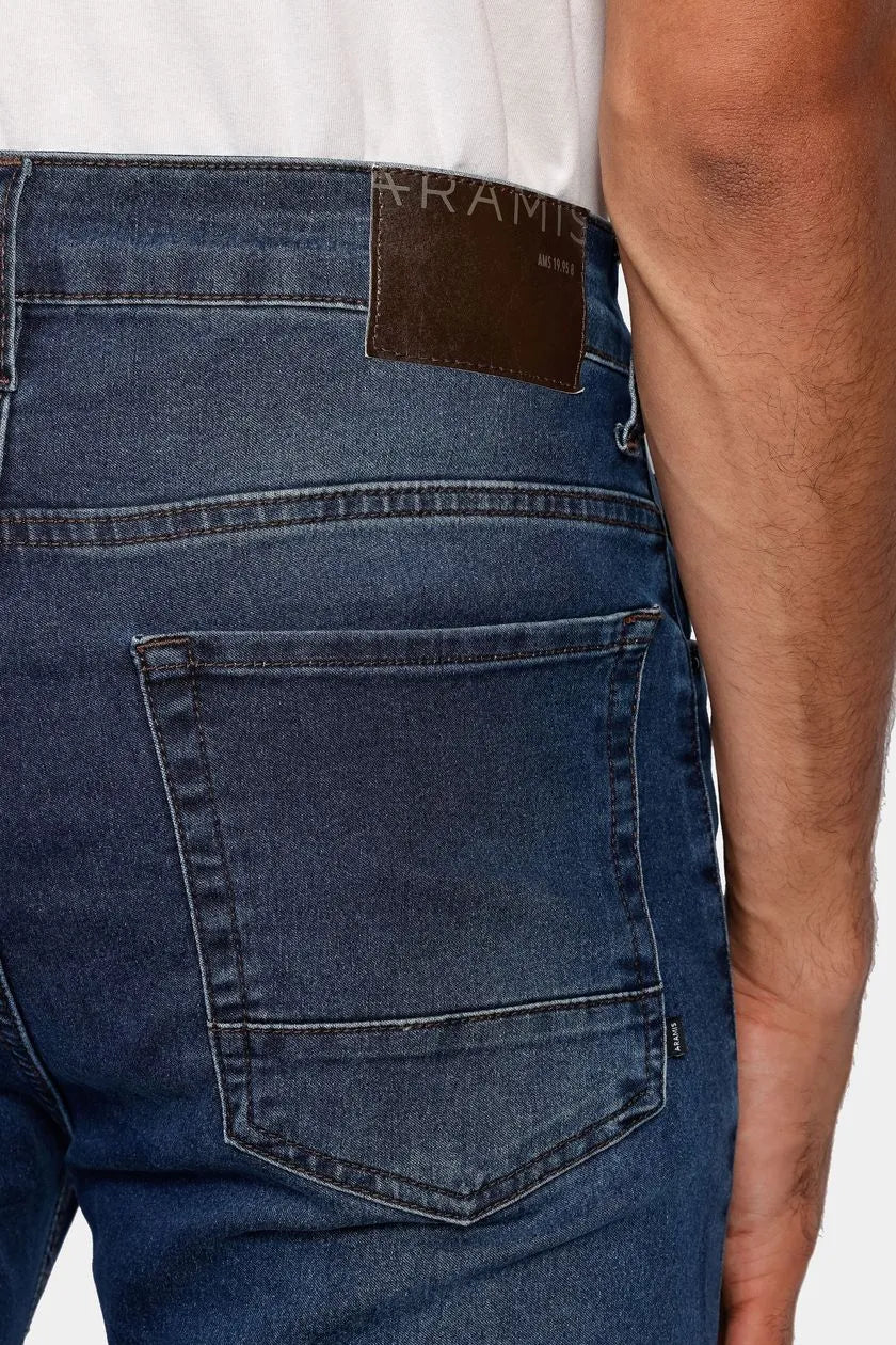 Calça Jeans Skinny Stonado Médio Azul Médio