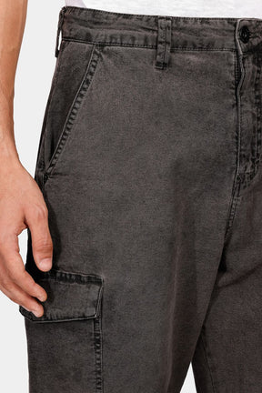 Calça Ampla Cargo Canvas Off Bl Preto