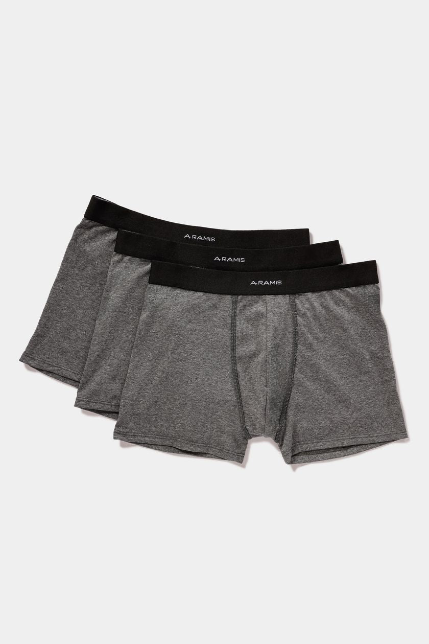 Kit 3 Cuecas Boxer Cotton Cinza Mescla