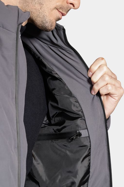 Jaqueta Puffer Fusionada Liquid Repeller Cinza Asfalto