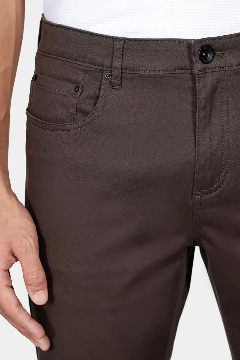 Calça 5 Pockets Slim Color Comfort Café