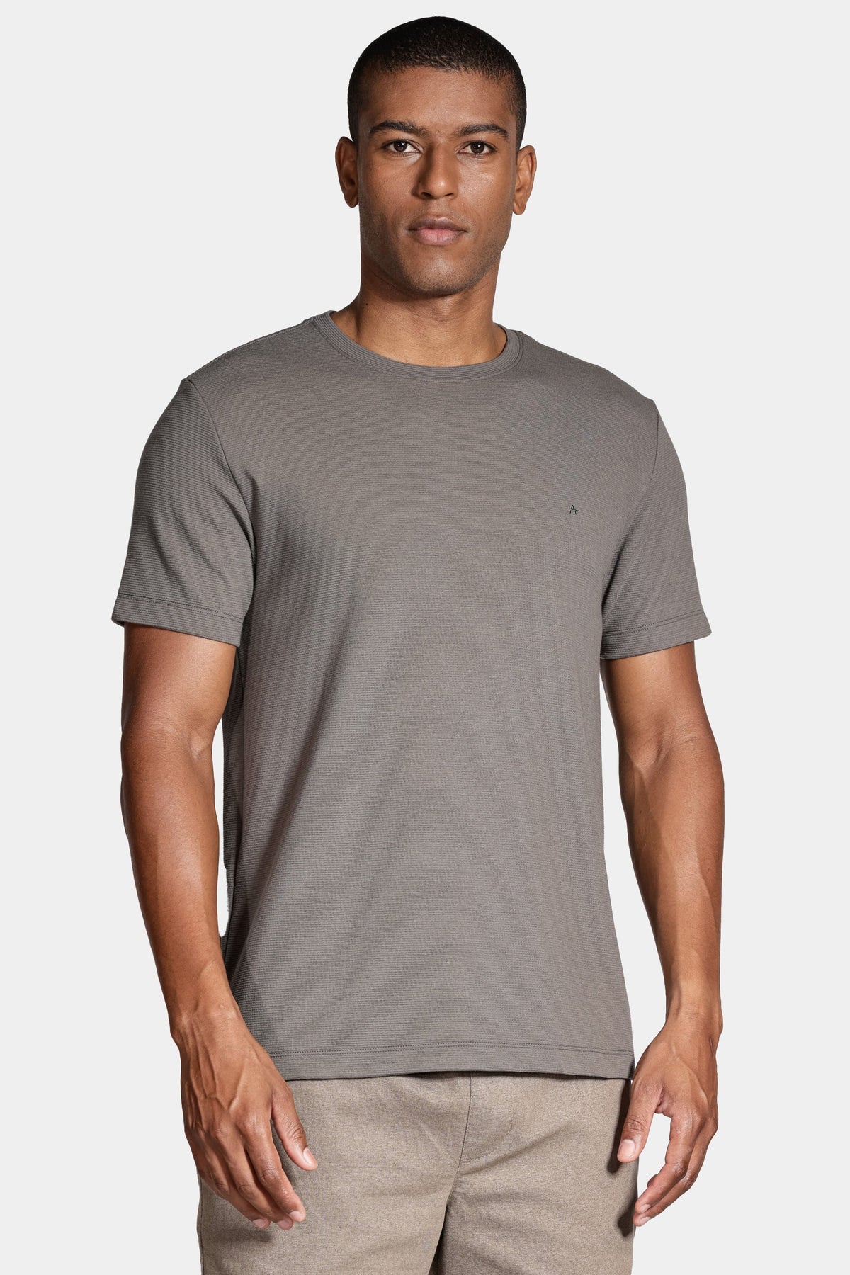 Camiseta Basica Com Textura Ottoman Cinza Asfalto