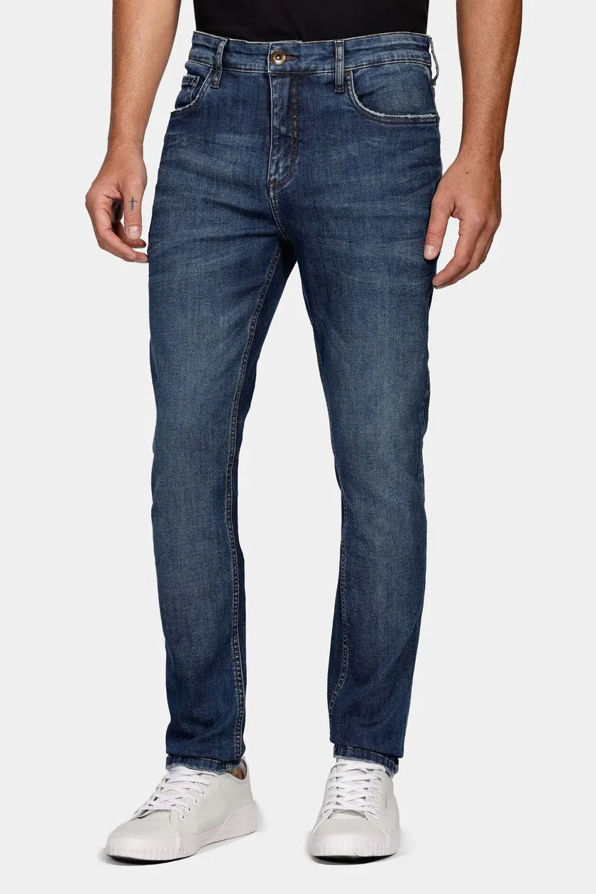 CALÇA JEANS SKINNY FLEX AND DRY RESIN AZUL ESCURO